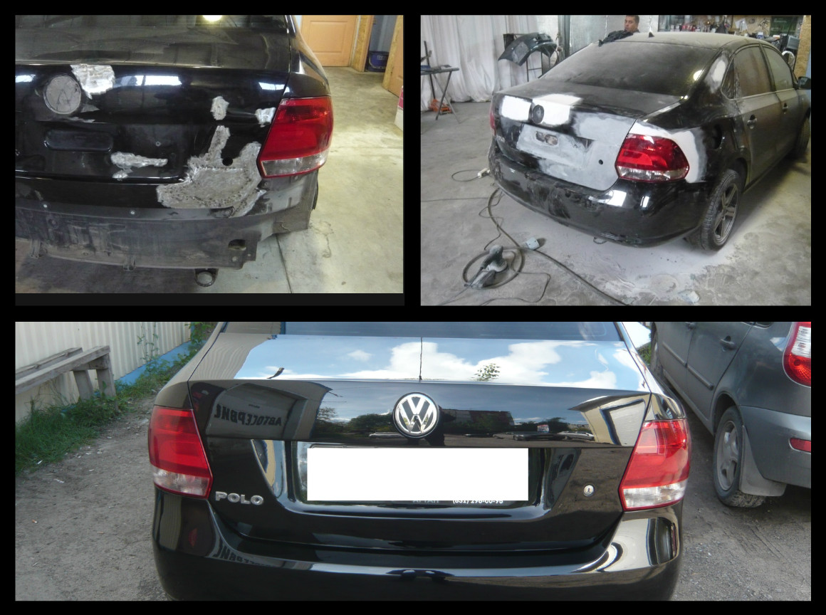 Восстановление крышки багажника и крыла VW Polo Sedan